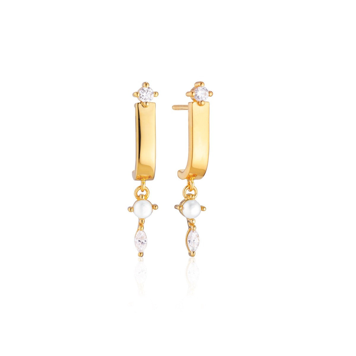 Sif Earrings Ellisse Lungo Otto Hvid SJ-E2324-CZ-YG