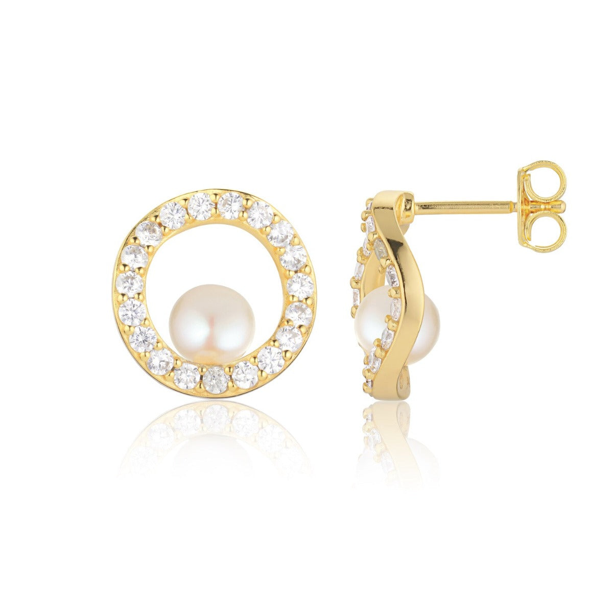 Sif Earrings Ellisse Lungo Otto Hvid SJ-E2324-CZ-YG