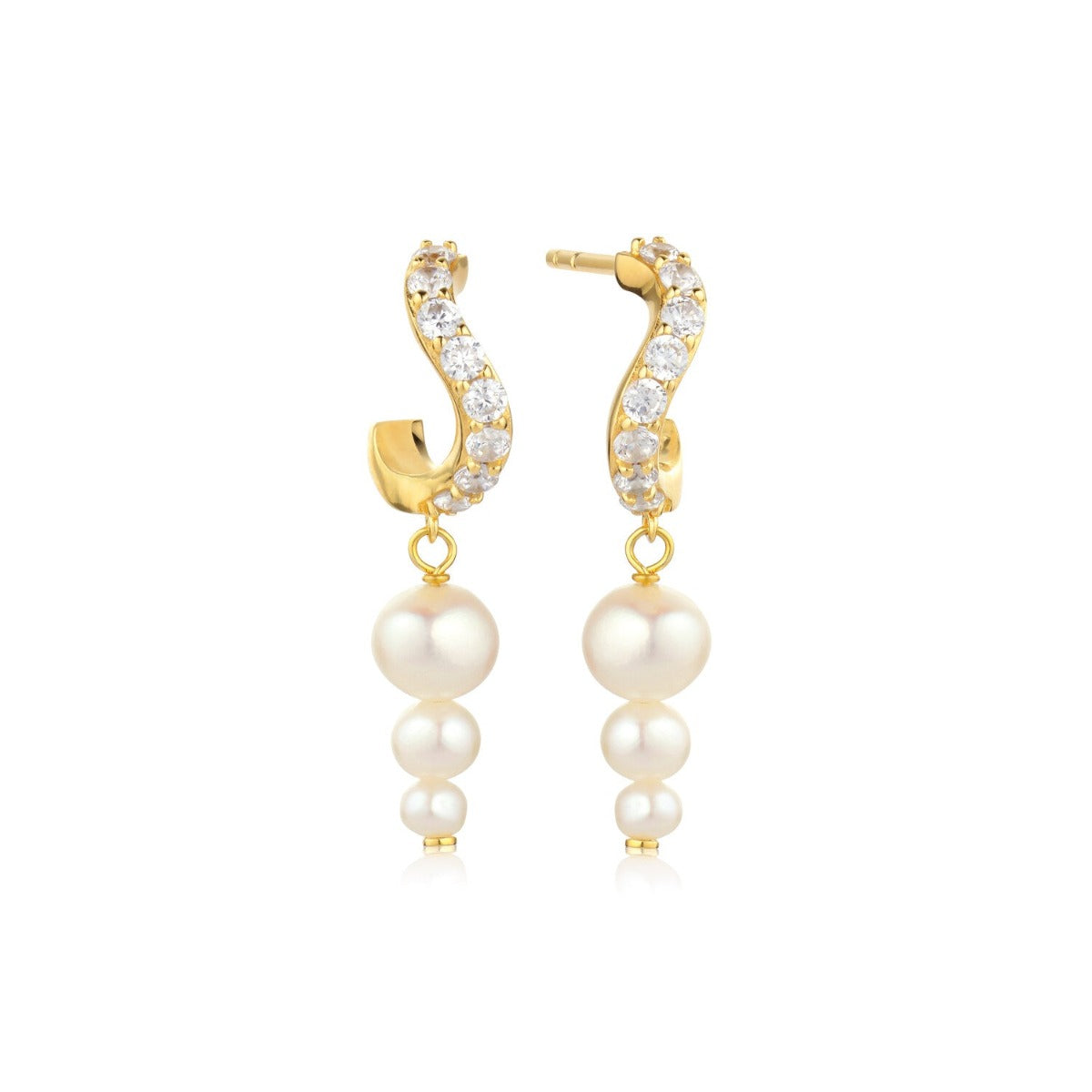 Sif Earrings Ellisse Lungo Otto Hvid SJ-E2324-CZ-YG