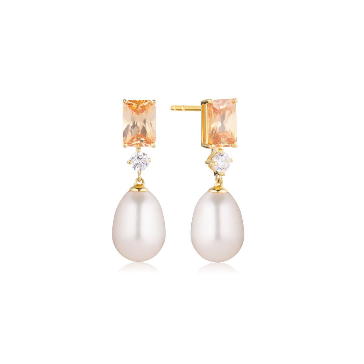 Sif Earrings Ellisse Lungo Otto Hvid SJ-E2324-CZ-YG