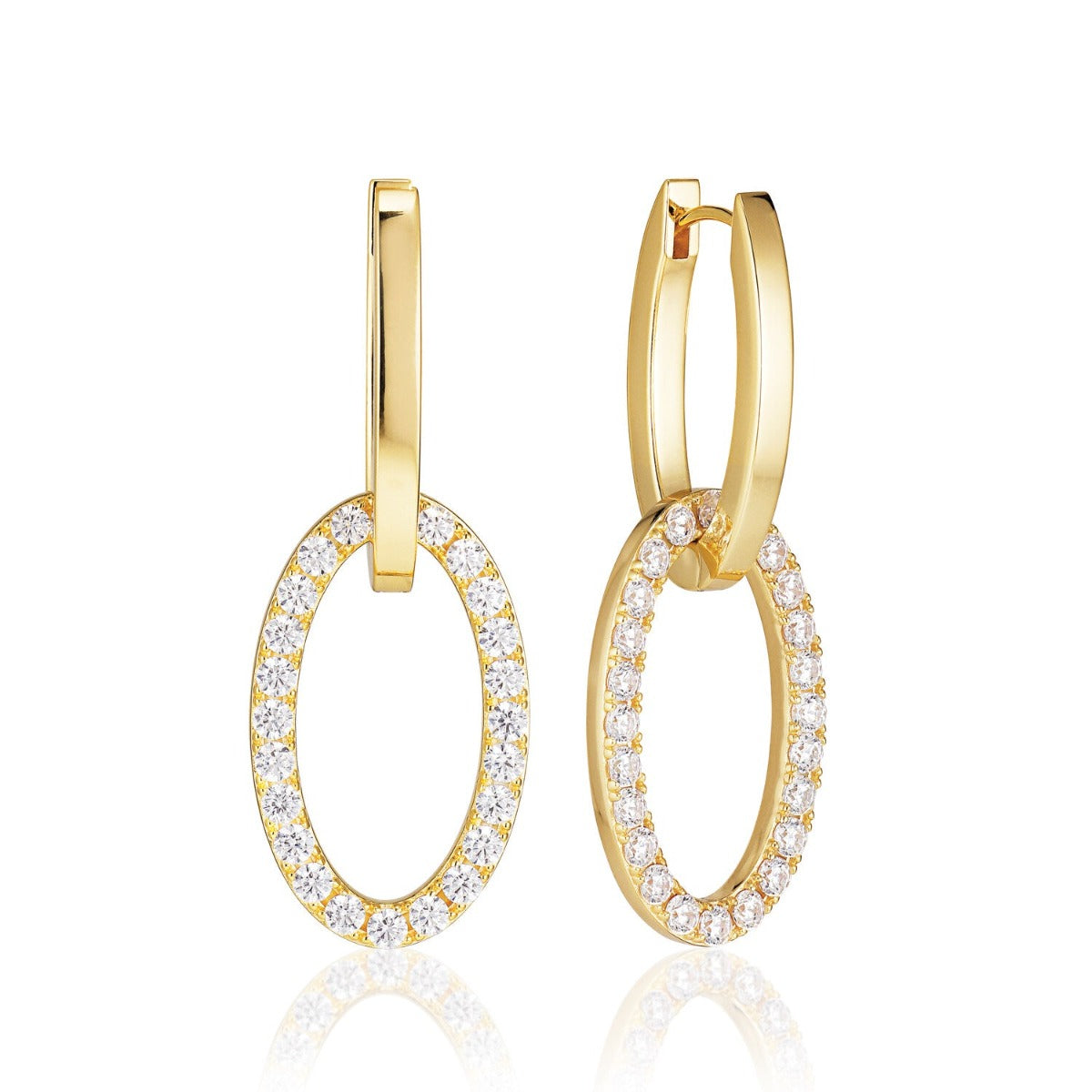 Sif Earrings Ellisse Lungo Otto Hvid SJ-E2324-CZ-YG