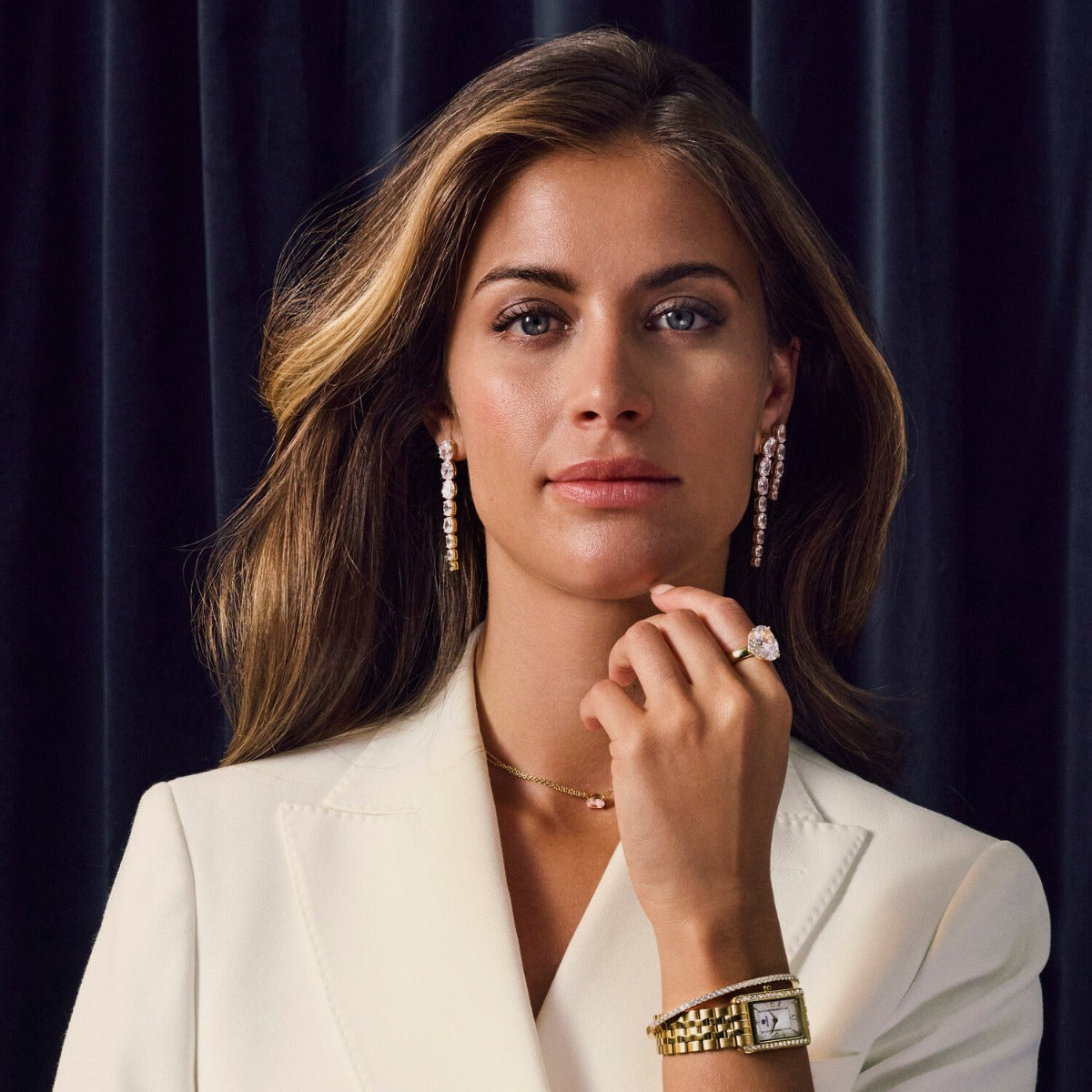 Sif Øreringe Ellisse Lungo Cinque Hvid SJ-E2323-CZ-YG