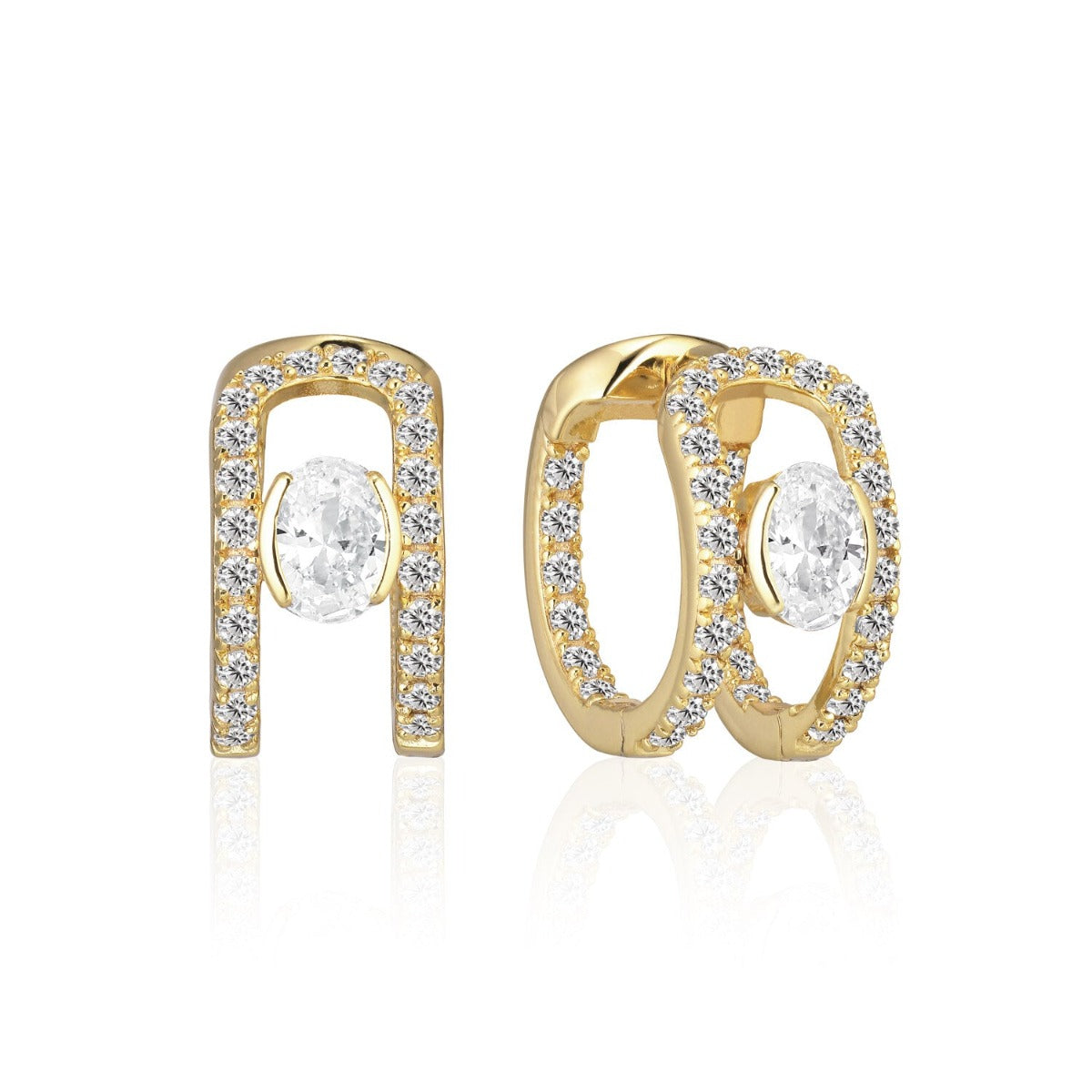 Sif Earrings Ellisse Lungo Otto Hvid SJ-E2324-CZ-YG