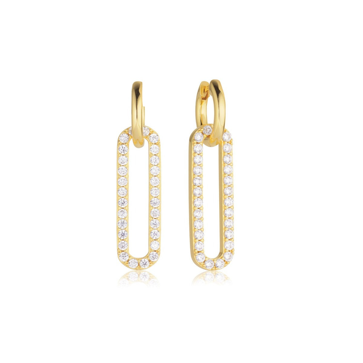 Sif Earrings Ellisse Lungo Otto Hvid SJ-E2324-CZ-YG