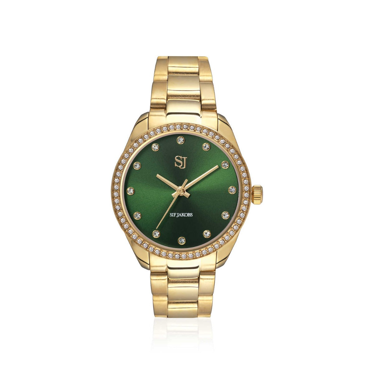  Sif Jakobs Valeria dameur, grøn urskive, SJ-W1046-CZ-YG - 32 mm