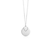 SØLV COLLIER M/BLANK PLADE+HJERTE 40+5CM