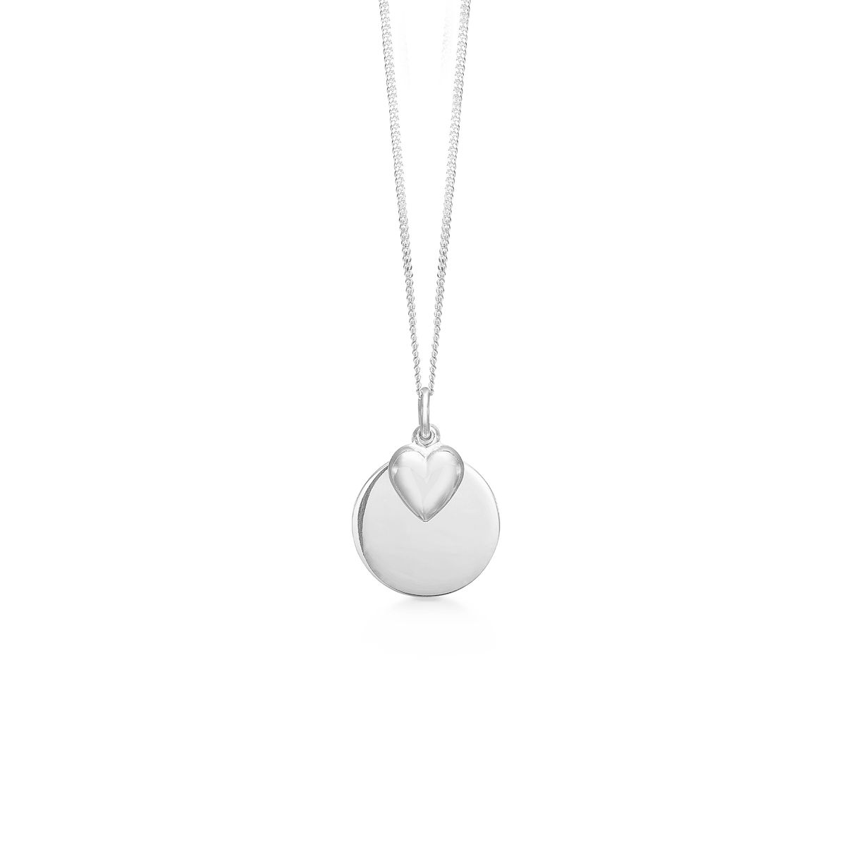 SØLV COLLIER M/BLANK PLADE+HJERTE 40+5CM