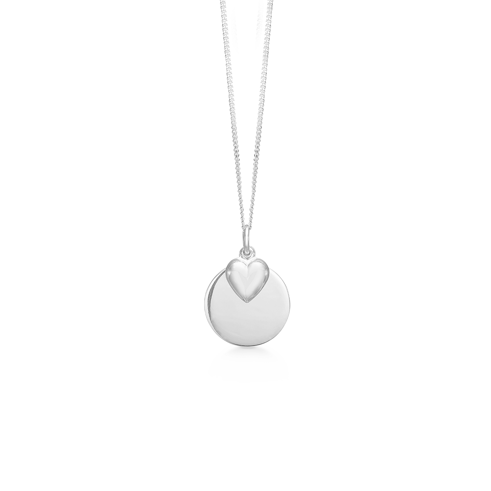 SØLV COLLIER M/BLANK PLADE+HJERTE 40+5CM