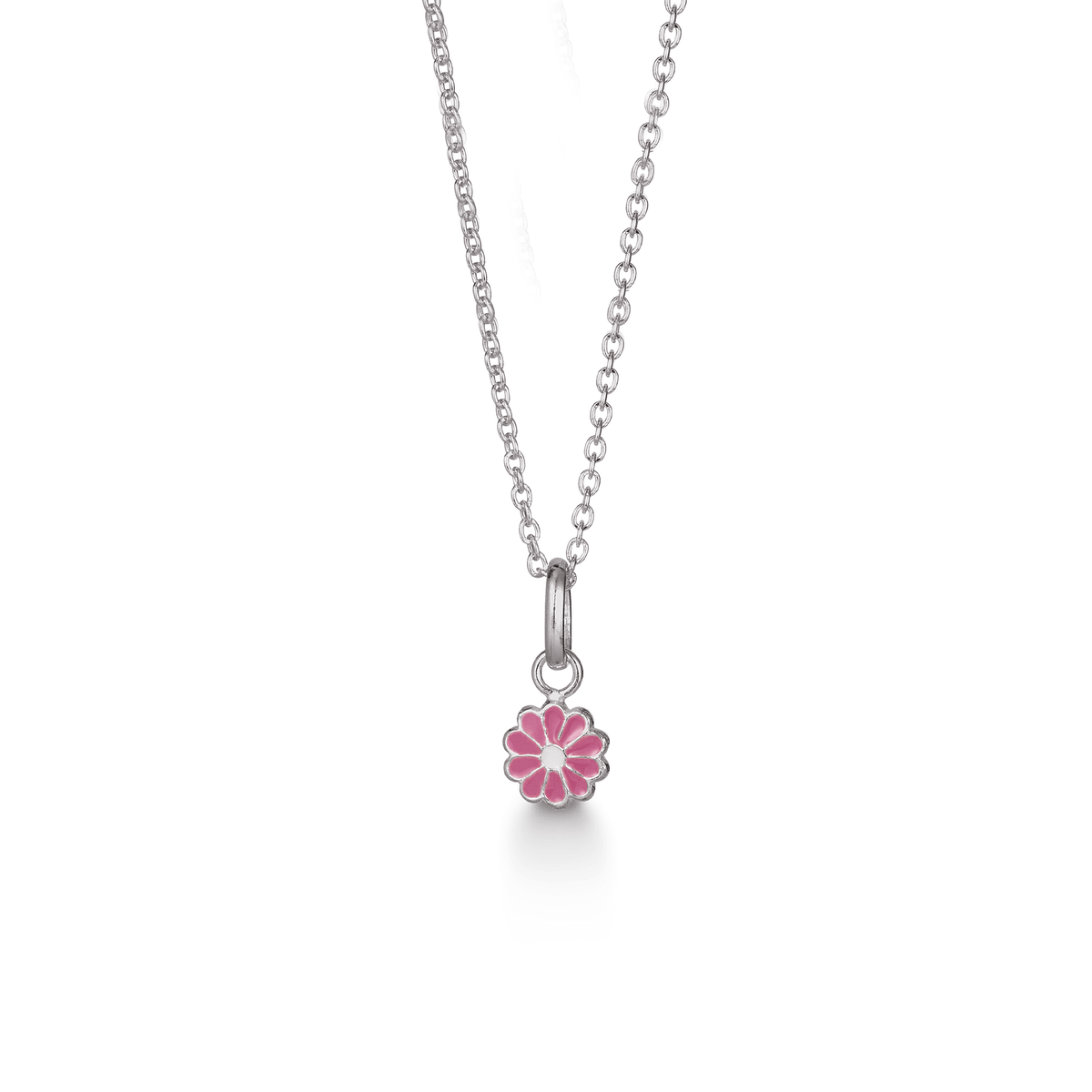 SØLV COLLIER M/EMALJE BLOMST