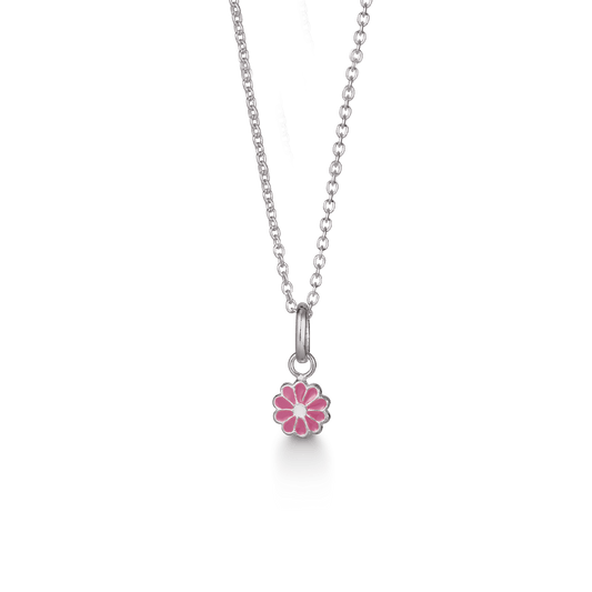 SØLV COLLIER M/EMALJE BLOMST
