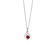 SØLV COLLIER M/EMALJE BLOMST/MARIEHØNE