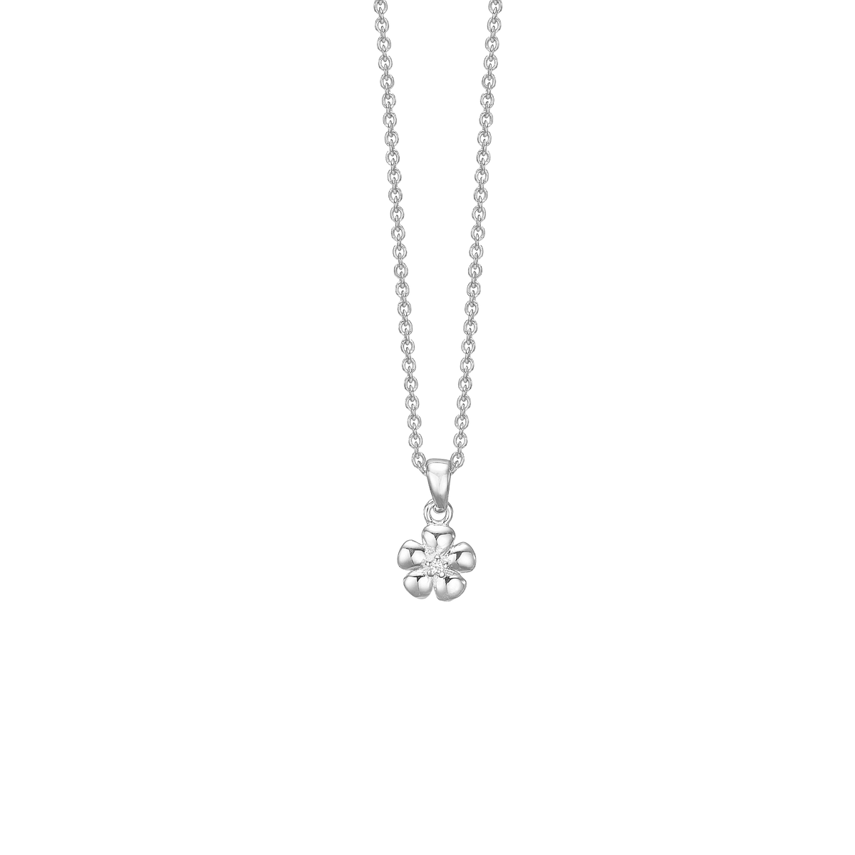 SØLV COLLIER M/SY.ZIRCONIA BLOMST