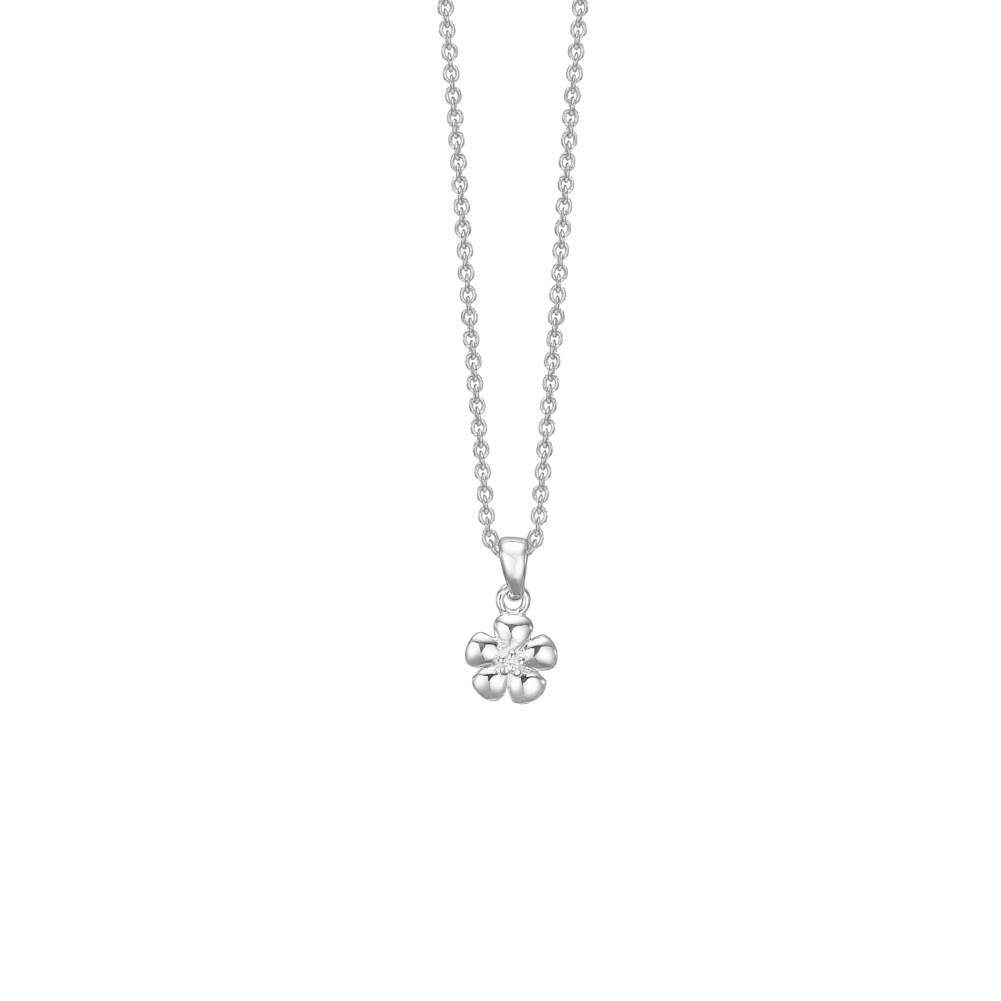 SØLV COLLIER M/SY.ZIRCONIA BLOMST