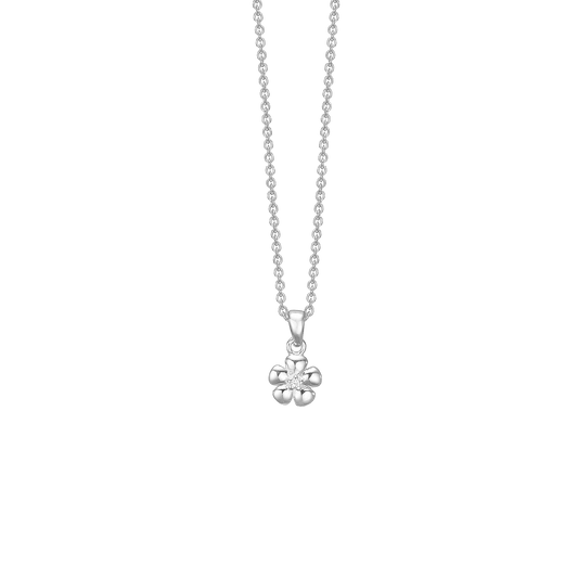 SØLV COLLIER M/SY.ZIRCONIA BLOMST