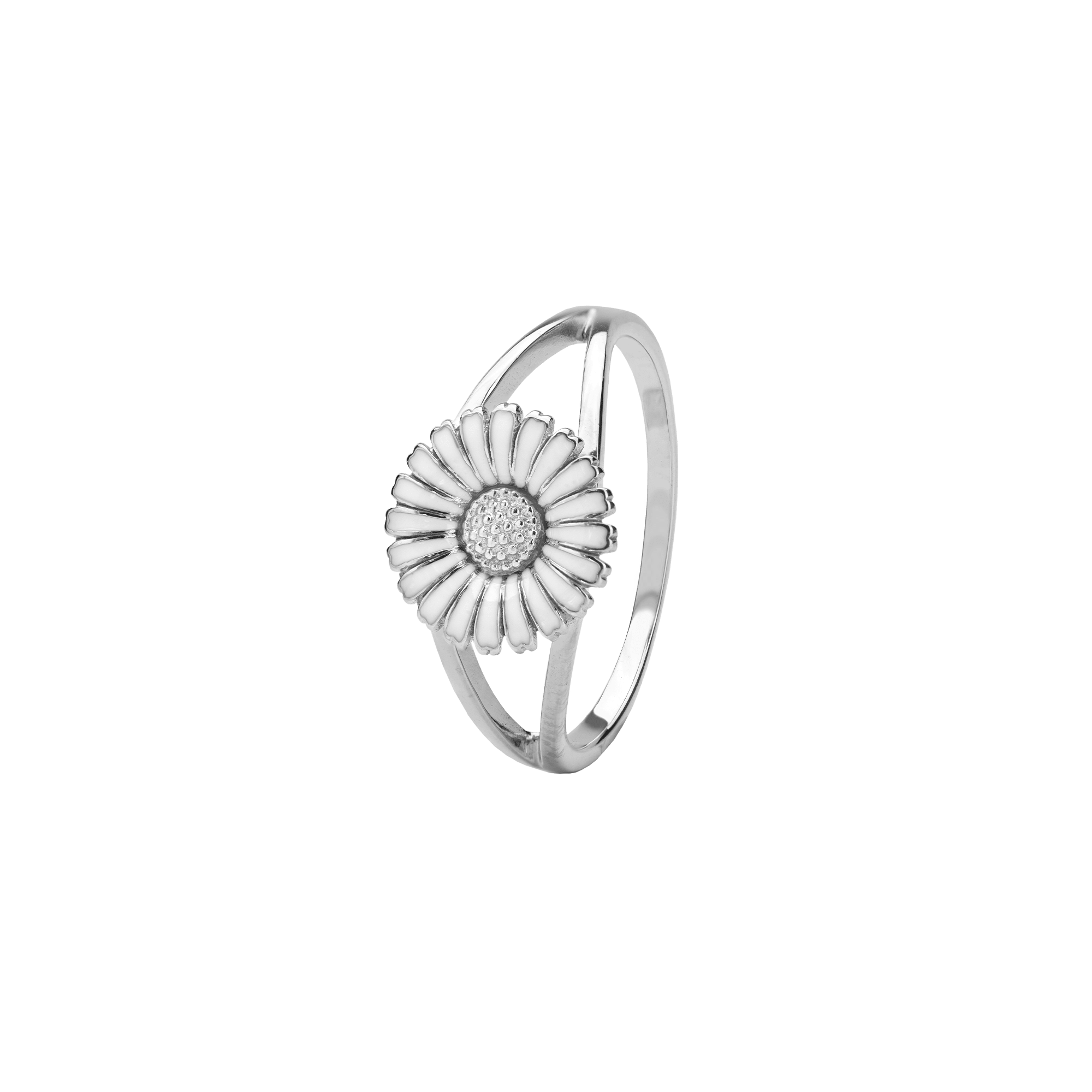 Sølv ring m/10mm marguerit hvid