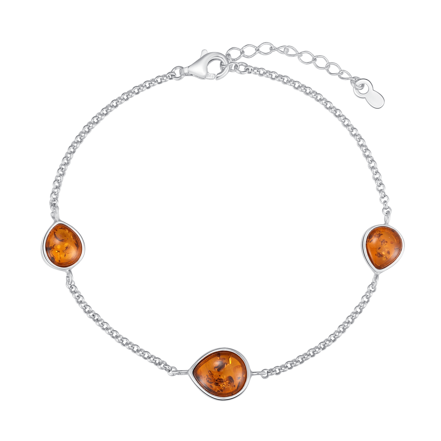 Sølv armbånd med rav 25165991 - Urma.dk