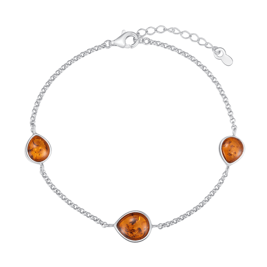 Sølv armbånd med rav 25165991 - Urma.dk