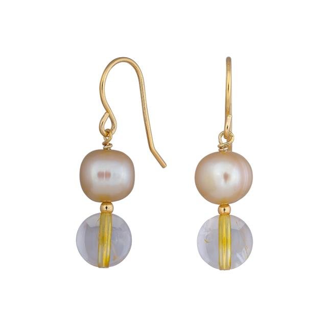 Sølv forg. ørehænger citrin + fvp. perle - Urma.dk