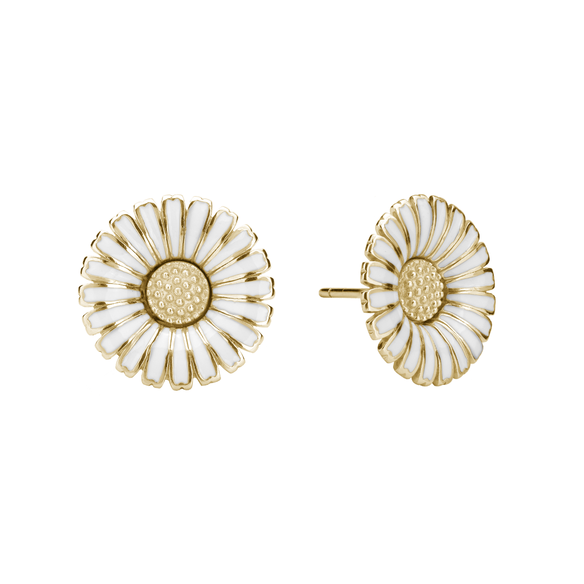 Sølv forg ørestik marguerit hvid 15mm - Urma.dk