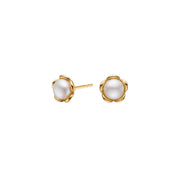 Sølv forg. ørestikker Flower m/ferskv. perle - Urma.dk