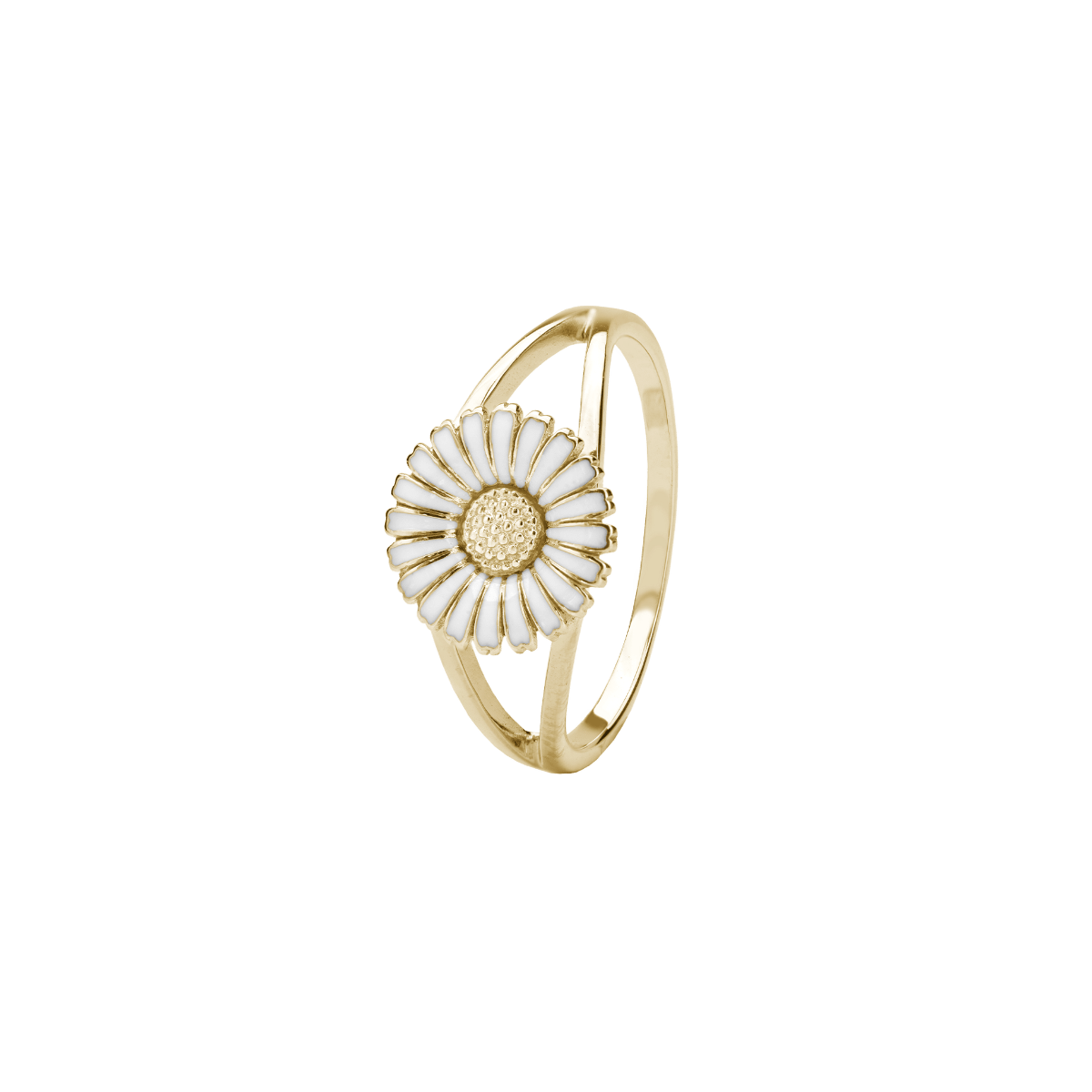 Sølv forg ring m/10mm marguerit hvid - Urma.dk