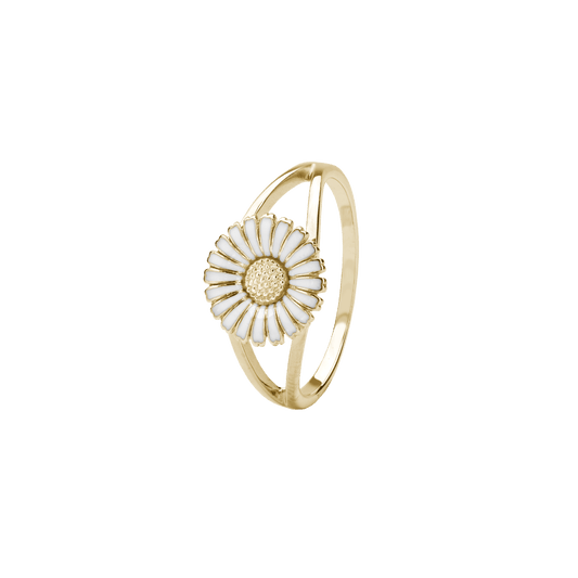 Sølv forg ring m/10mm marguerit hvid - Urma.dk