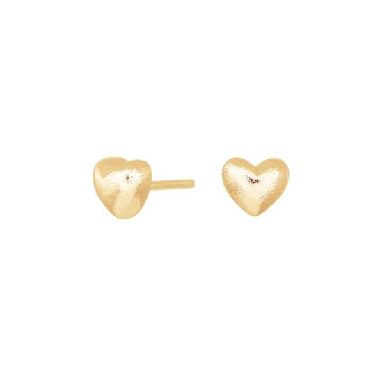 Sølv forgyldt Lille mat hjerte ørestik 7mm - Urma.dk