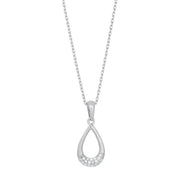Sølv halskæde med dråbe vedhæng med zirconia. - Urma.dk