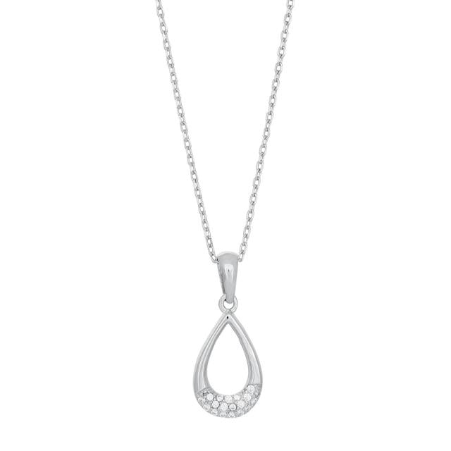 Sølv halskæde med dråbe vedhæng med zirconia. - Urma.dk