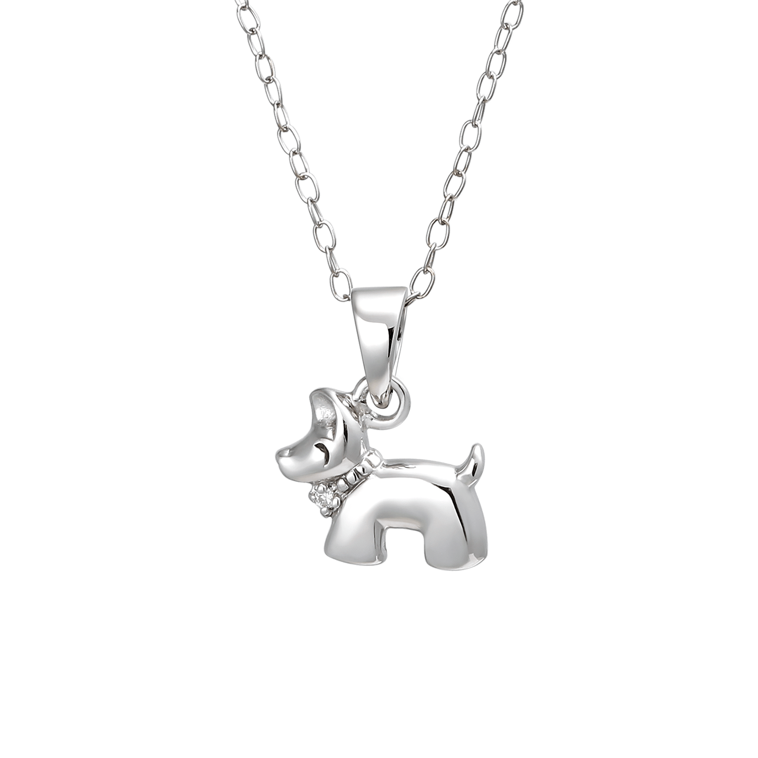 Sølv halskæde rhodineret hund med syntetiske cubic zirconia - Urma.dk