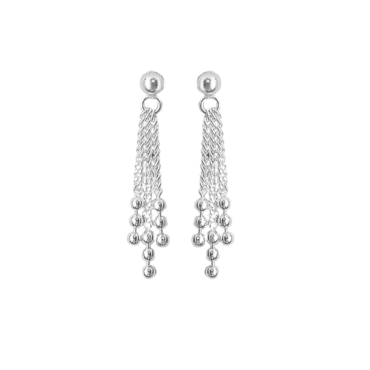 SØLV ØREHÆNGER M/STIK. KÆDER M/KUGLER - Urma.dk