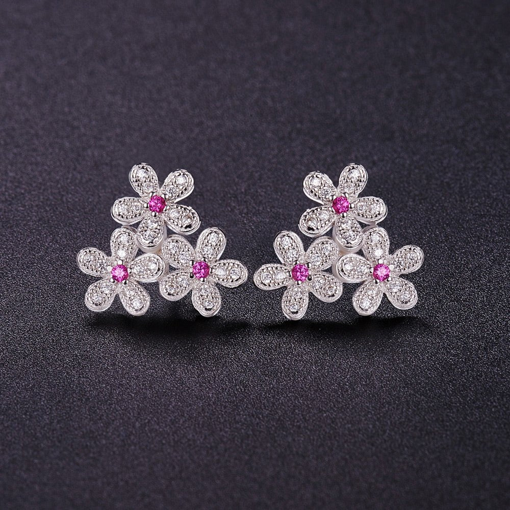 Sølv ørestikker, blomster med zirconia - Urma.dk