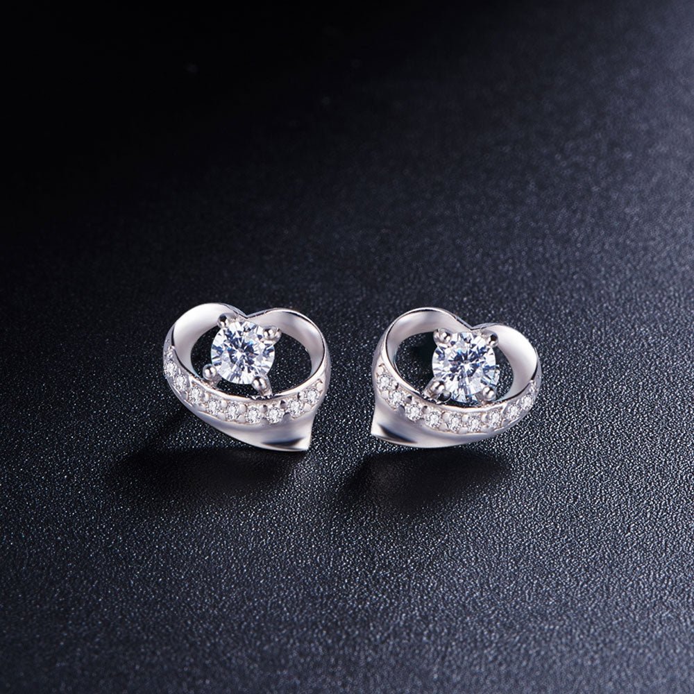 Sølv ørestikker, hjerter med zirconia - Urma.dk