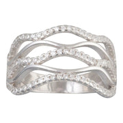 Sølv rhd. ring m. 3 rk cz. 2 rk sølv - Urma.dk