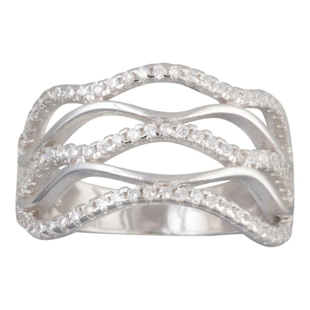 Sølv rhd. ring m. 3 rk cz. 2 rk sølv - Urma.dk