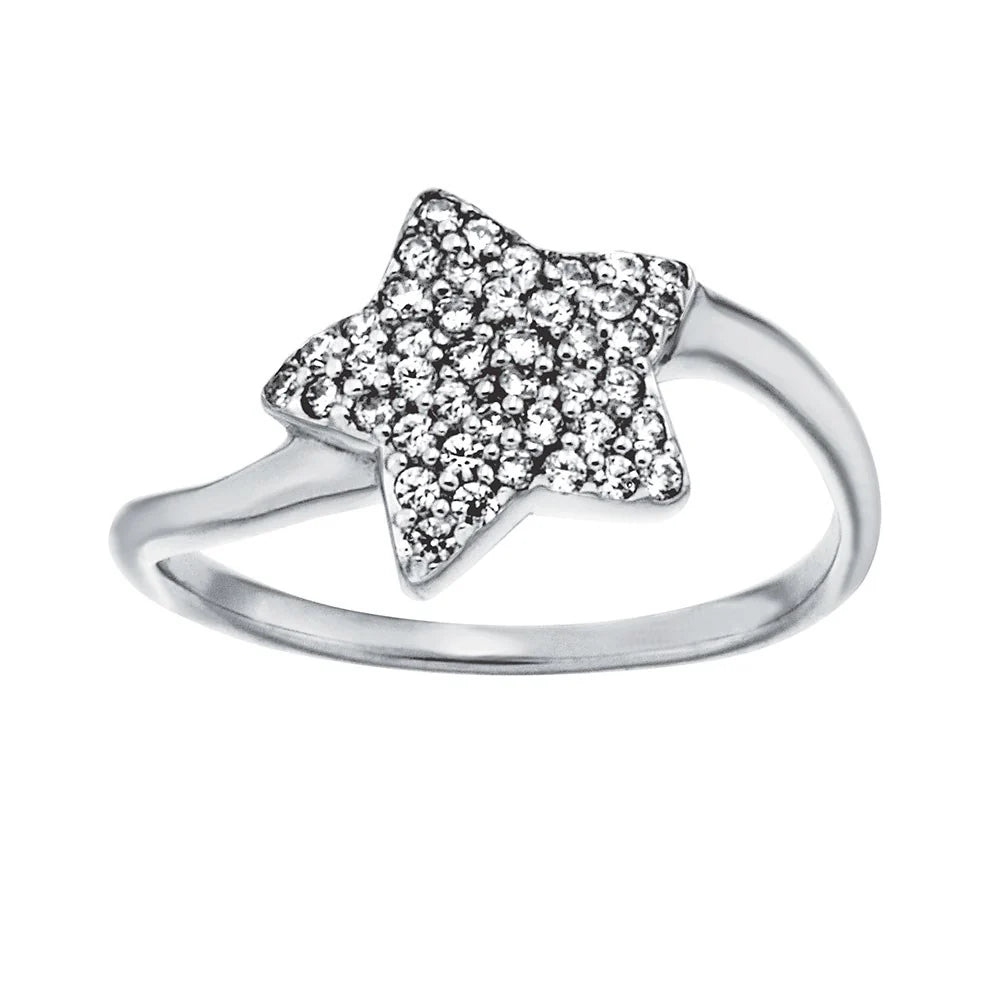 Sølv rhd. ring med cz stjerneformet - Urma.dk