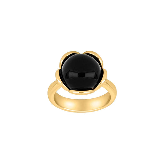 Sølv Rho. ring Flower stor m/onyx - Urma.dk