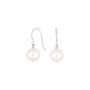 Sølv rhod. ørehænger hvid ferskvandsperle - Urma.dk
