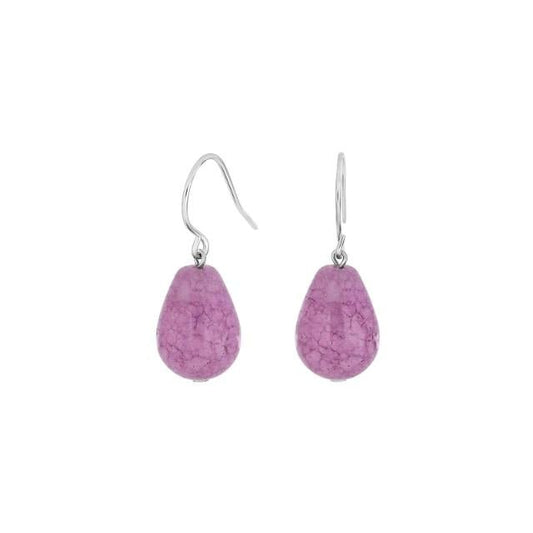 Sølv rhod. ørehænger m. pink cloudy quartz - Urma.dk
