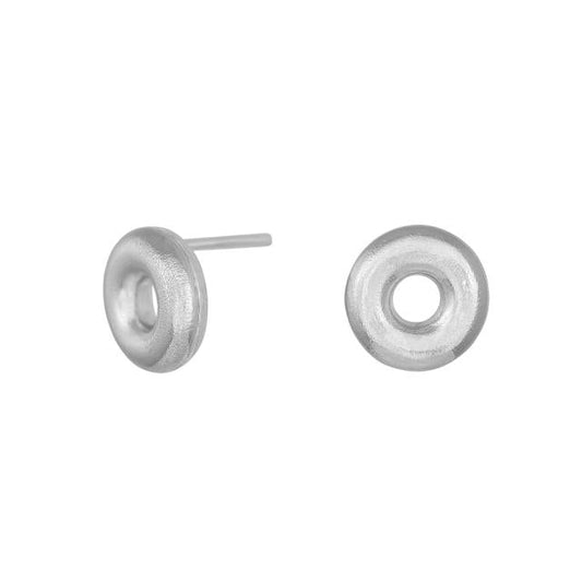 Sølv rhod. ørestik donut mat 9.5mm - Urma.dk