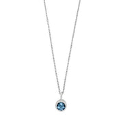 Sølv rhod. vedhæng m/London topaz + kæde - Urma.dk