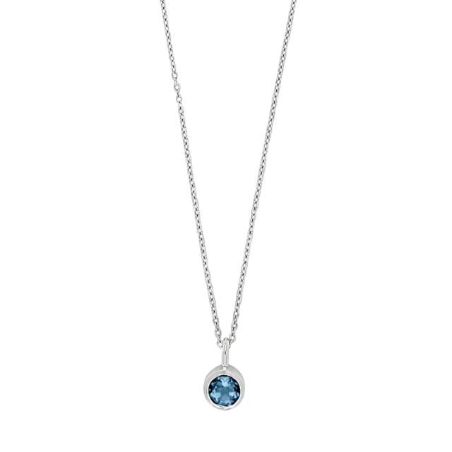 Sølv rhod. vedhæng m/London topaz + kæde - Urma.dk
