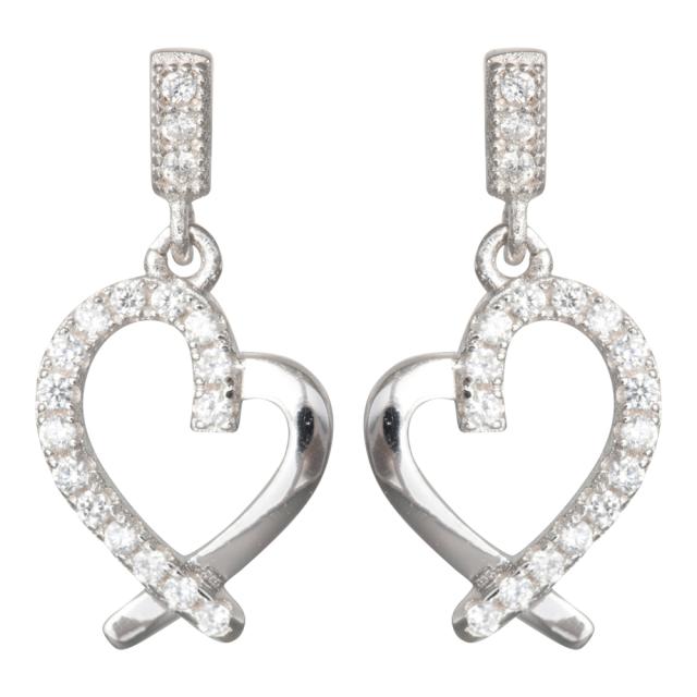 Sølv rhodineret ørestikker, Hjerte m/cz - Urma.dk