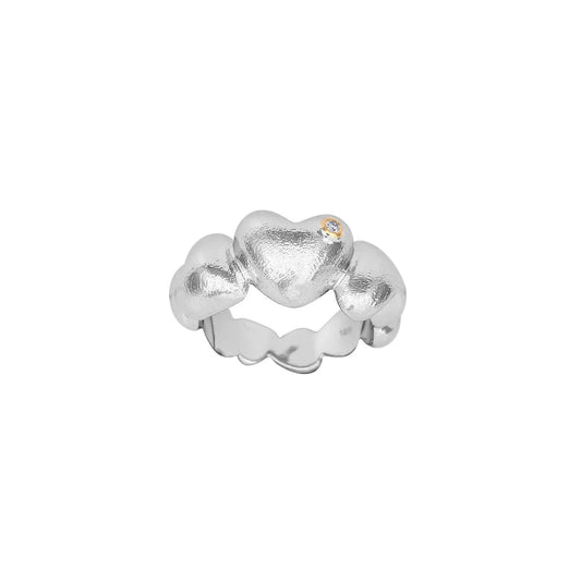 Sølv Rh.Stor hjertering+0.015ct W/SI+14kt - Urma.dk