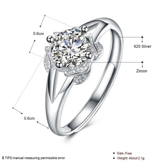 Sølv ring med blomst med zirconia sten - Urma.dk