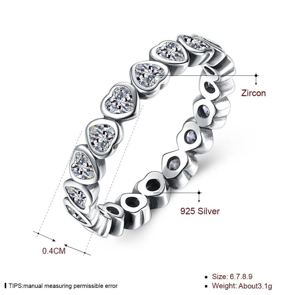 Sølv ring med hjerter med stene - Urma.dk