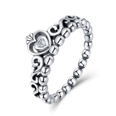 Sølv ring med krone og hjerte - Urma.dk