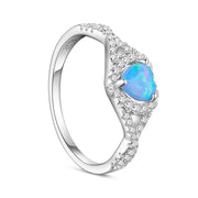Sølv ring med opal hjerte og zirconia. - Urma.dk