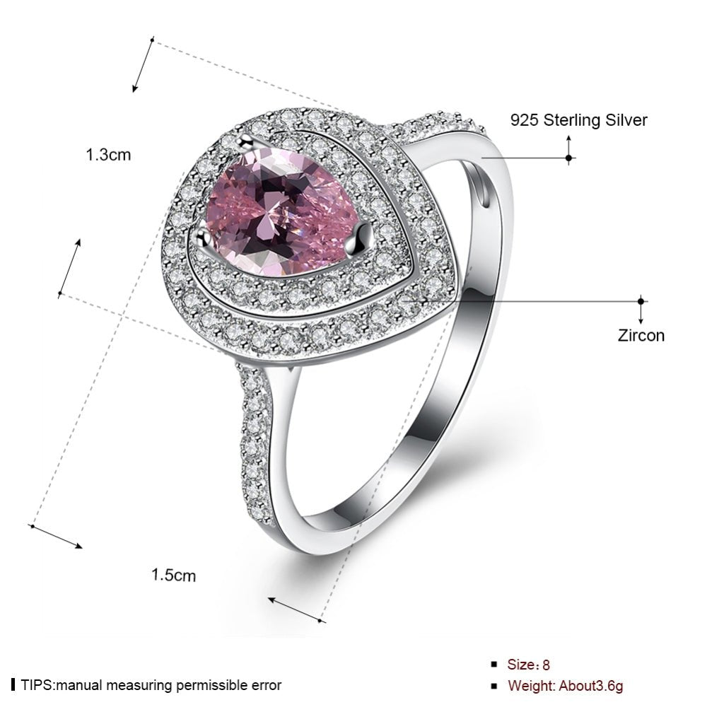 Sølv ring med pink zirconia i dråbe form - Urma.dk