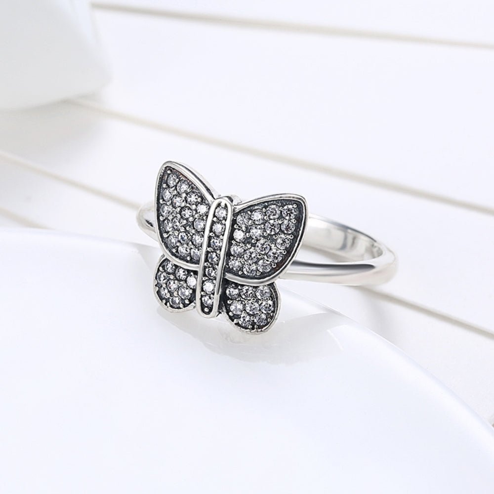 Sølv ring med sommerfugle med zirconia - Urma.dk